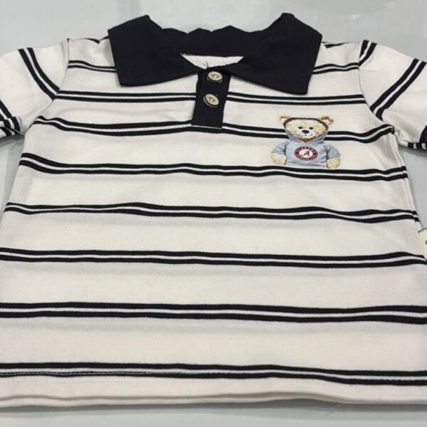 White black stripes polo